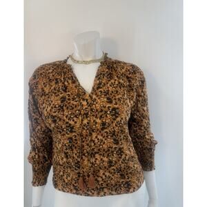 Sugar lips blouse size Small Euc Leopard Print front tie women top shirt